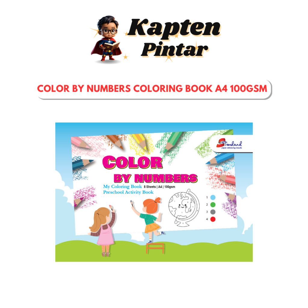 Color By Numbers Coloring Book A4 100GSM - Preschool Activity Book 8 Sheets | A4 | 100gsm
