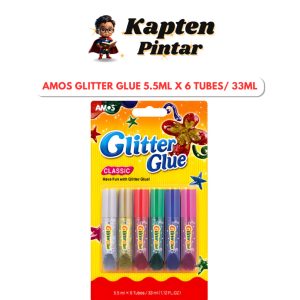 AMOS Glitter Glue Set GCL5B6 - 33ml (6 Tubes x 5.5ml each)