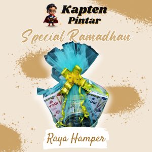 Hari Raya Hamper (Baby Blue) contain Snacks, Popcorn, TG YOGI, Sunflower Seeds, Honey Peanut, Amore Butter Cookies