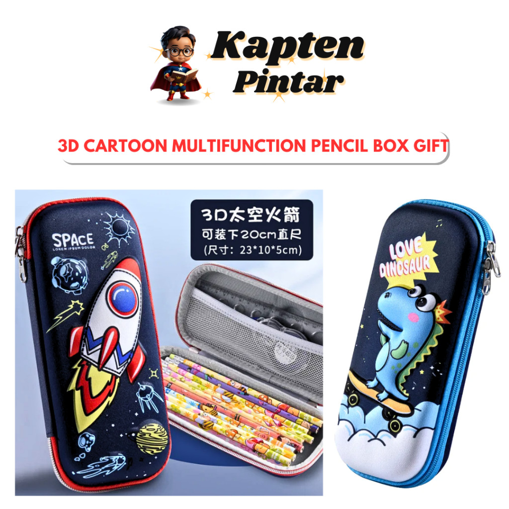 3D Cartoon Multifunction Pencil Box Gift for Boys and Girls Large Capacity Study Pencil Bag Stationery Box