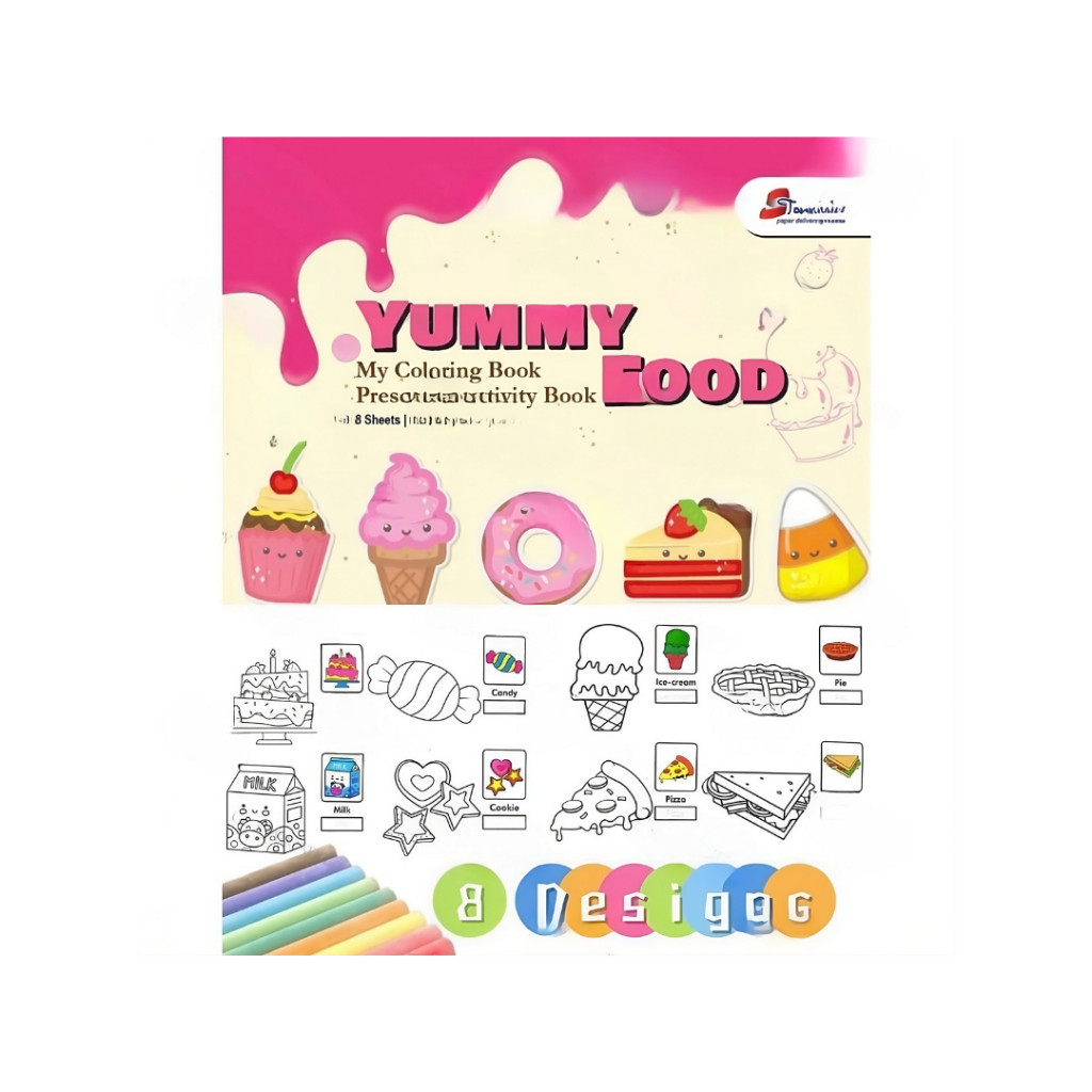 Yummy Food- My Coloring Book- Preschool Activity Book 8 Sheets | A4 | 100gsm - Image 2