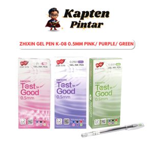 Zhixin Gel Pen K-08 0.5mm Pink/ Purple/ Green (Pen)