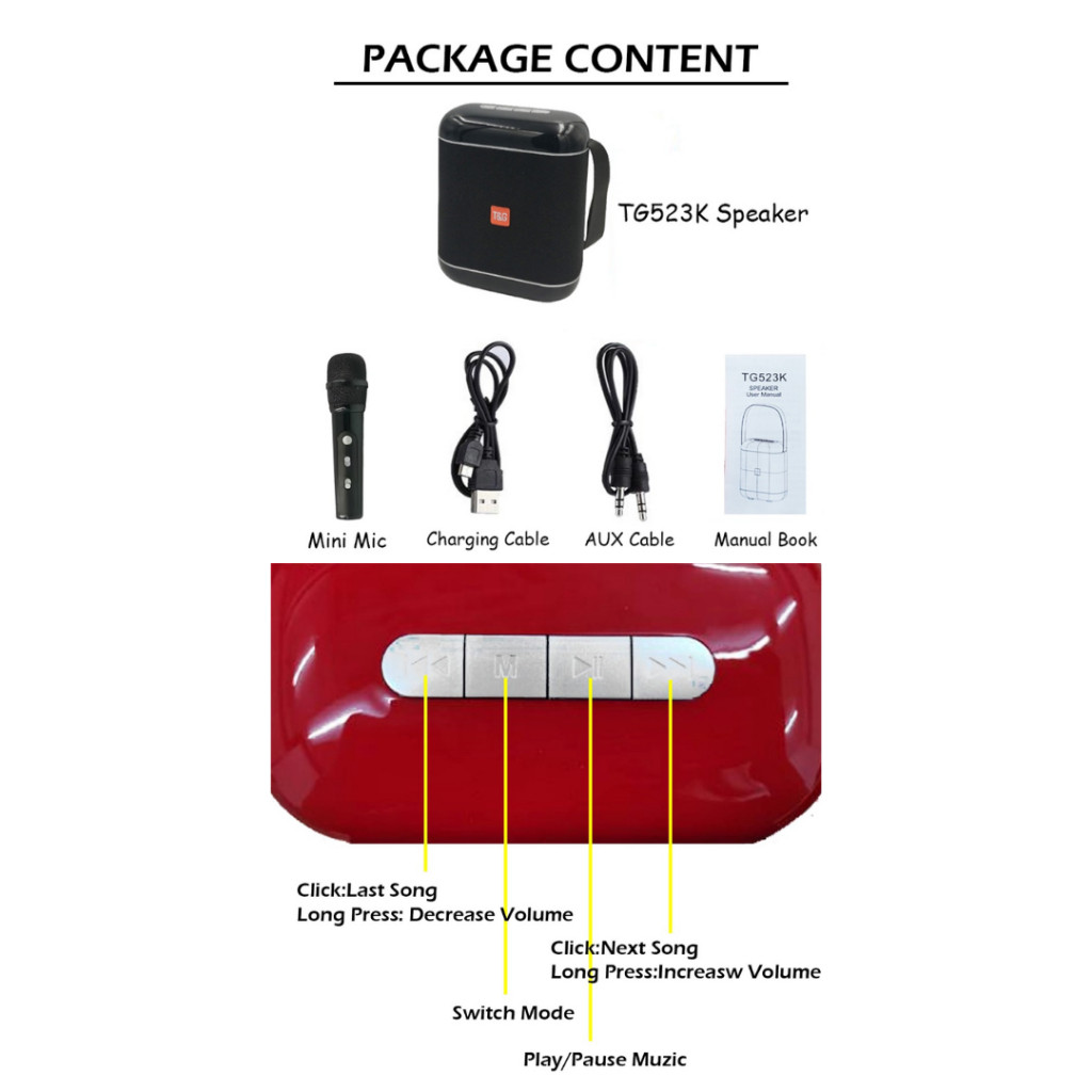 TG523 New Arrival Outdoor Portable Wireless Multimedia BT Speaker With microphone - Image 3