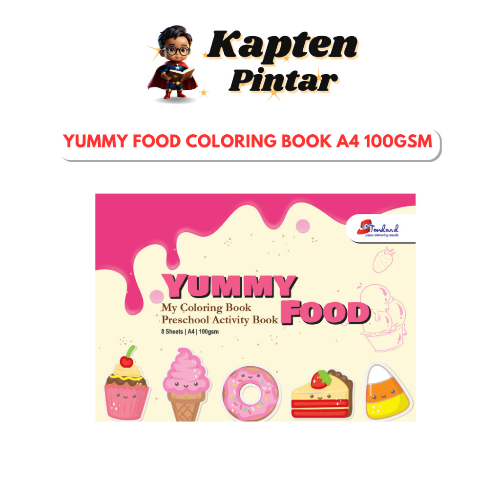 Yummy Food- My Coloring Book- Preschool Activity Book 8 Sheets | A4 | 100gsm