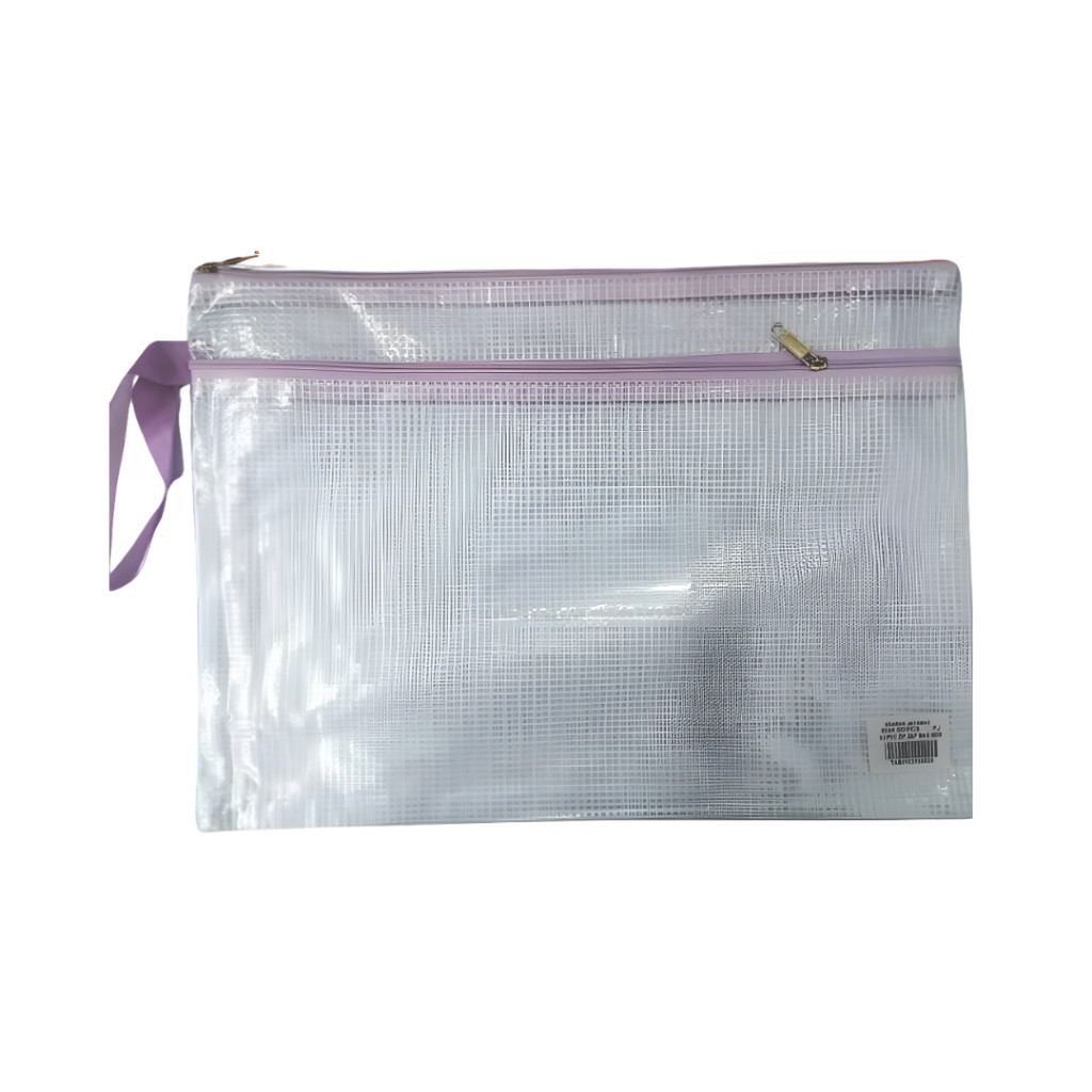 Stationery A4 PVC Mesh Bag 2 Zip - Image 4